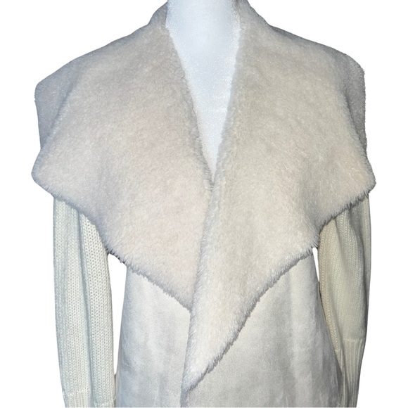 LOFT Faux Shearling Open Front Cardigan Jacket XS - Picture 3 of 6